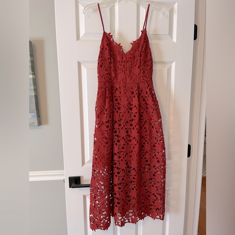 ASTR Floral crochet overlay midi dress